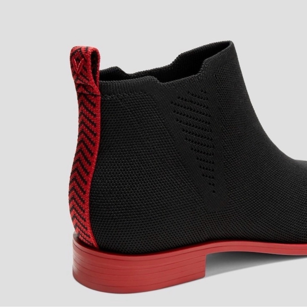 🖤👢 VIVAIA Knit Ankle Boots Black with Red Sole | Eco-Friendly Comfort